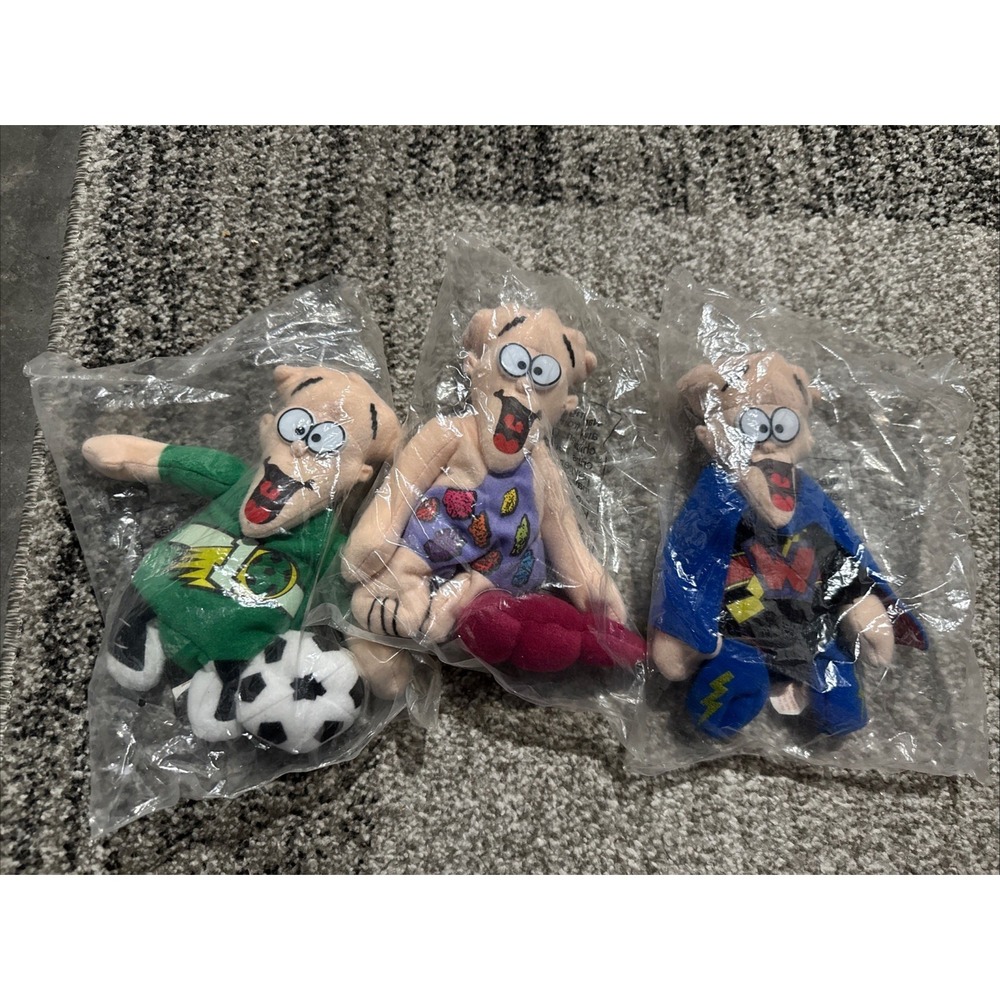 Warheads Dudes - Lot Of 3 Bean Bag Plush Toy Doll War Head Candy 1998 NEW